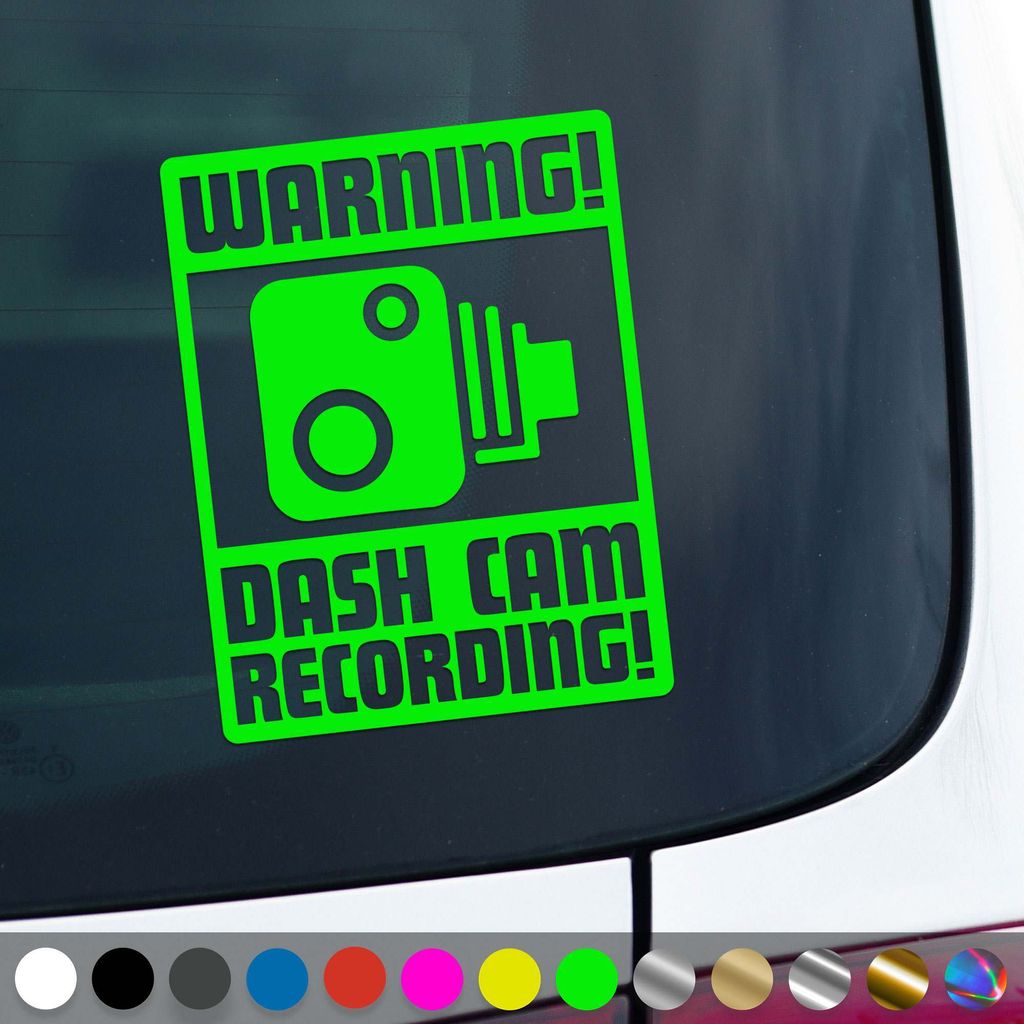 PantherPixel Dash Cam Aufkleber Warnung Kamera Videoufnahme Sticker Auto Geschenkidee Farbe Neon-Grün