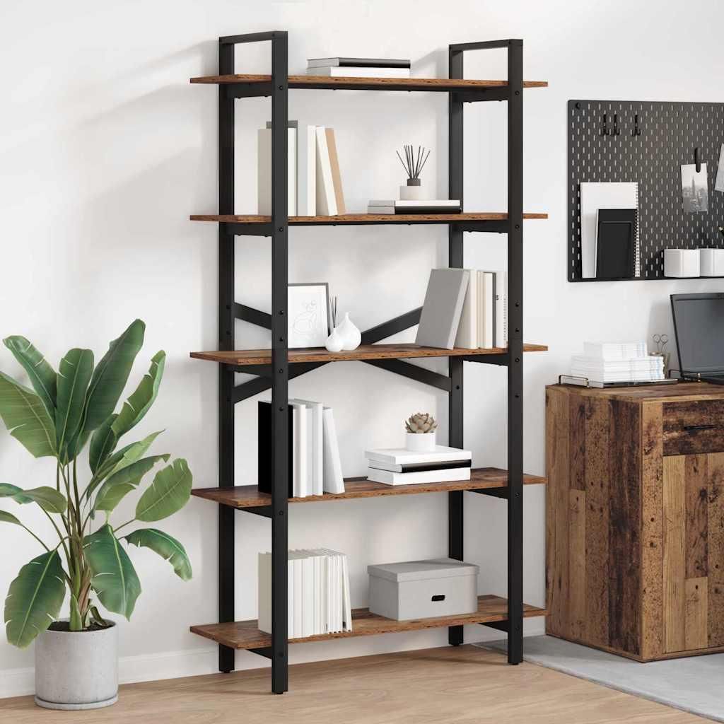 "Schlussverkauf" Bücherregal rechteckig - 1 pc - Büroregal mit Stauraum - Altholz 100x33,5x178 cm Holzwerkstoff C12368