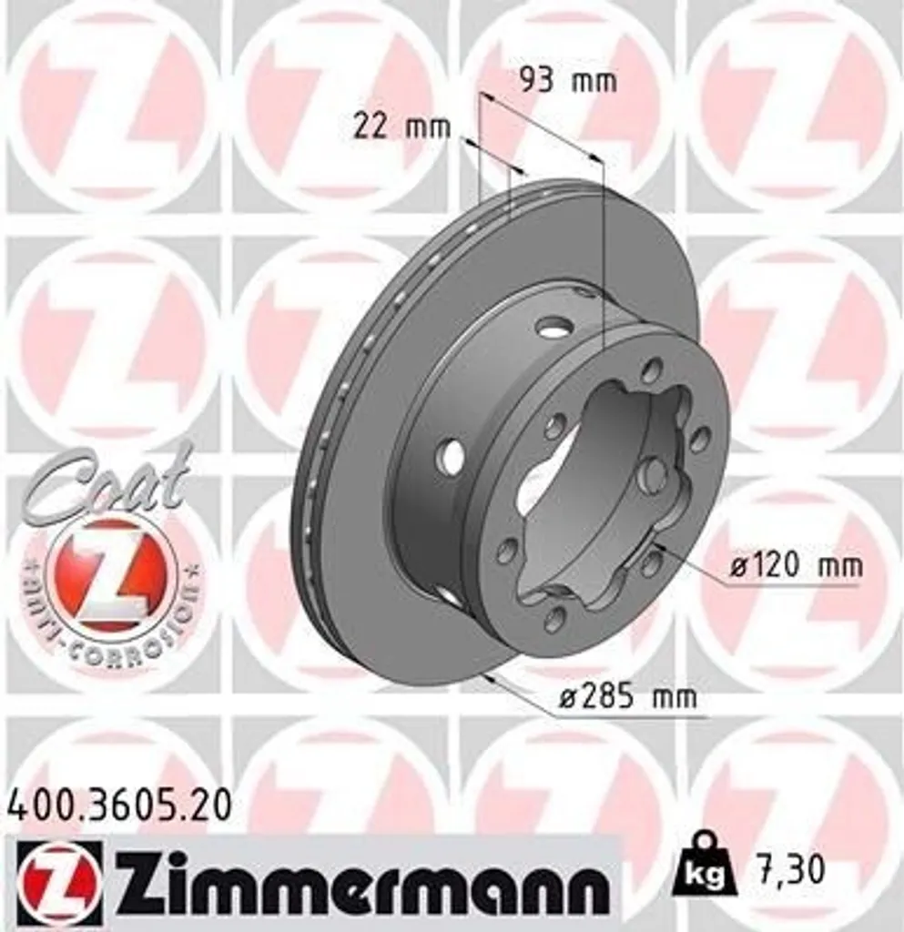 Disque de frein haute résistance Zimmermann 400.3605.20 fonte grise