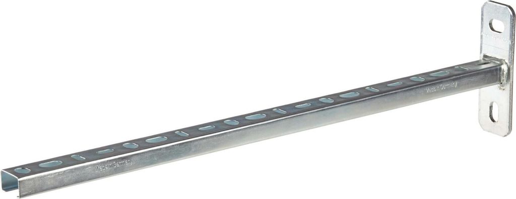 Dalsys Schienenkonsole, Wandausleger 27/18 Silber 50cm, 25 Stück, Wandträger, Schwerlastträger aus verzinktem Stahl, korrosionsbeständig