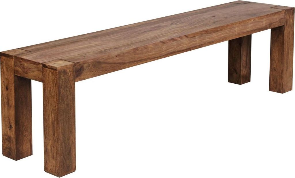 Esszimmer Sitzbank MUMBAI Massiv-Holz Sheesham 160 x 45 x 35 cm Holz-Bank Natur-Produkt Küchenbank im Landhaus-Stil