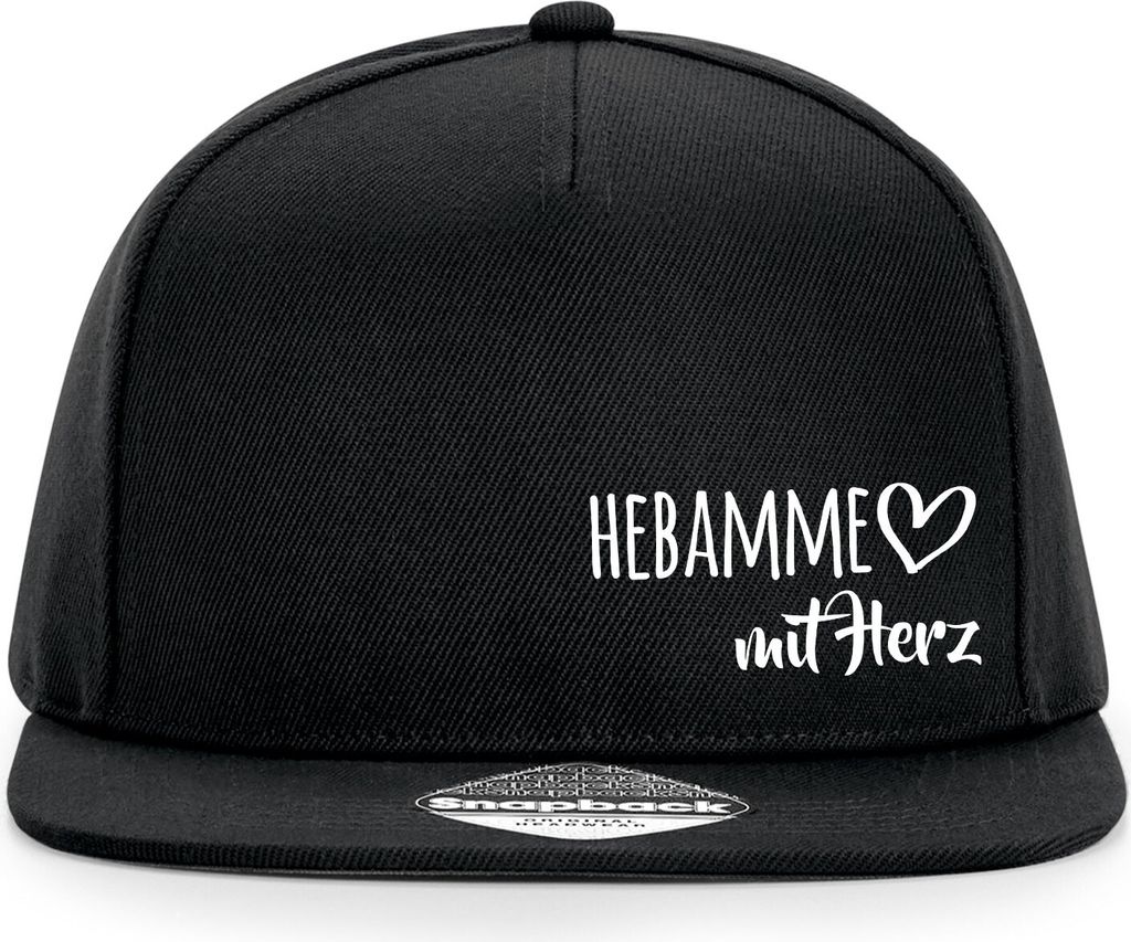 Huuraa Cappy Mütze Hebamme mit Herz Black Polyester Snapback Kappe Geschenkidee
