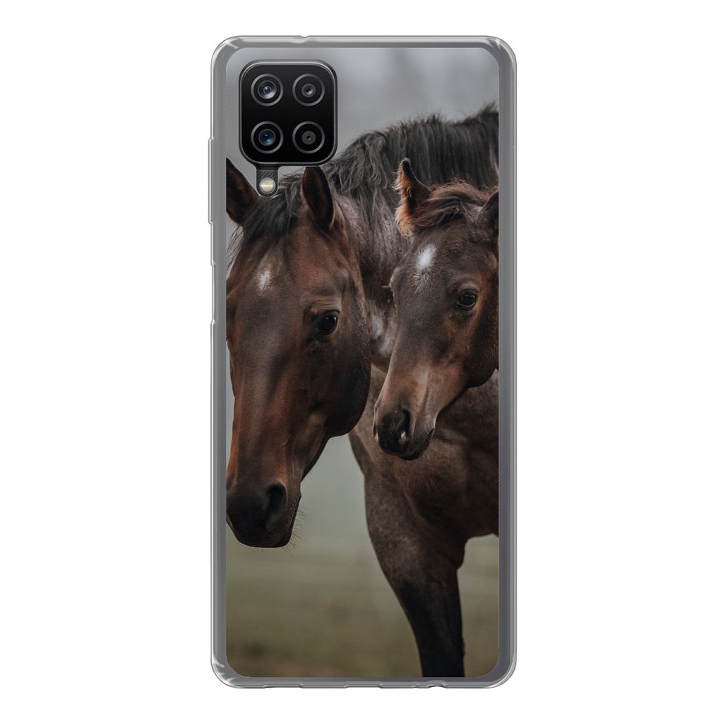 MuchoWow Handyhülle Schutzhülle Hülle für Samsung Galaxy A12 Pferde - Nebel - Landschaft Silikon Softcase Handy Hülle - Bild