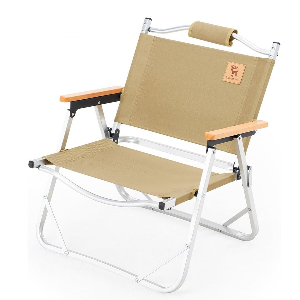 Qunature Campingstuhl Aluminium Tragbarer Klappstuhl Outdoor-Camping, Rasen, Picknick und Angeln, Khaki