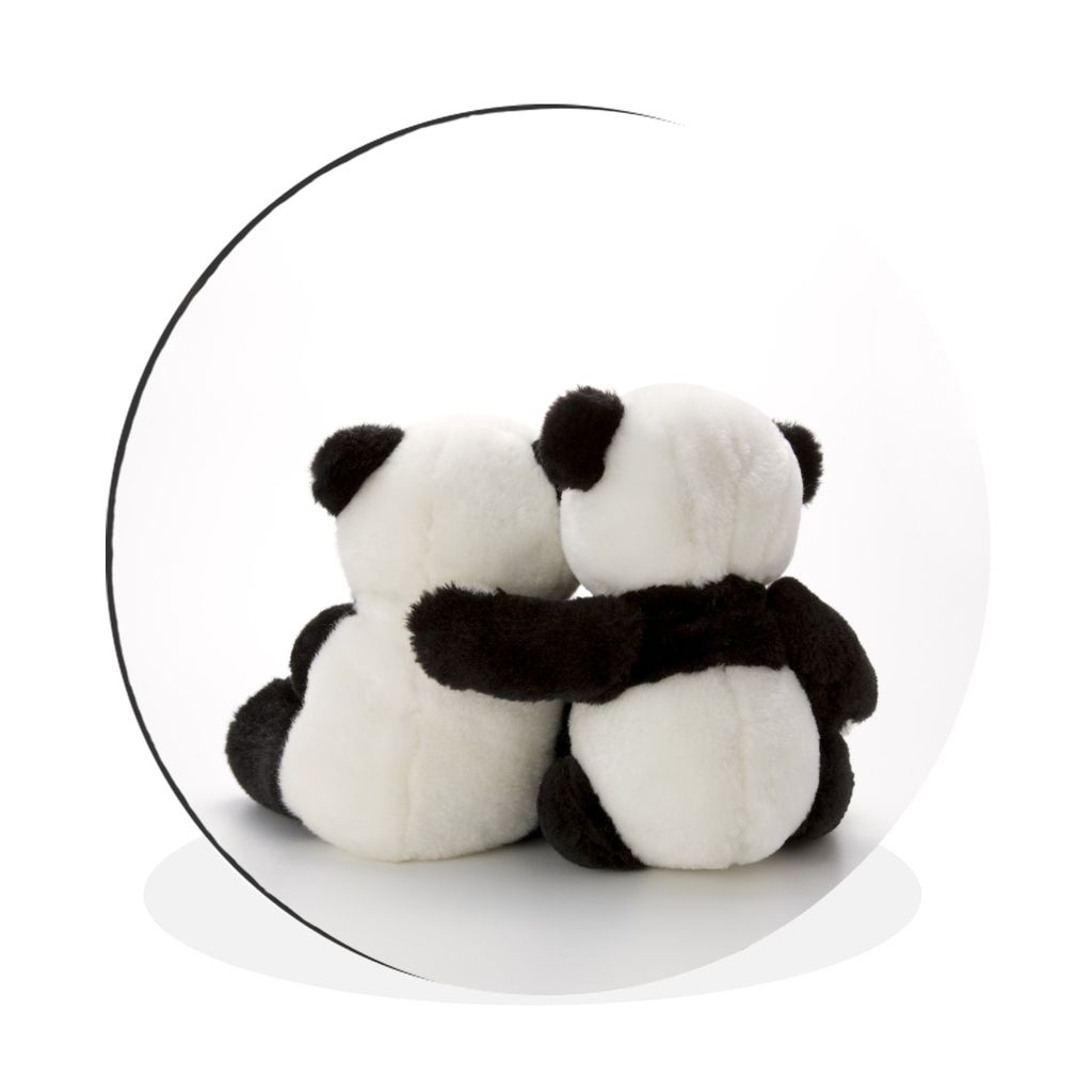 MuchoWow Aluminium Wandkreis Stofftier - Pandabär - Weiß Ø 60 cm Wanddeko Modern Wohnzimmer - Wand Kreis - Wandbild - Schlafzimmer - Aluminium...