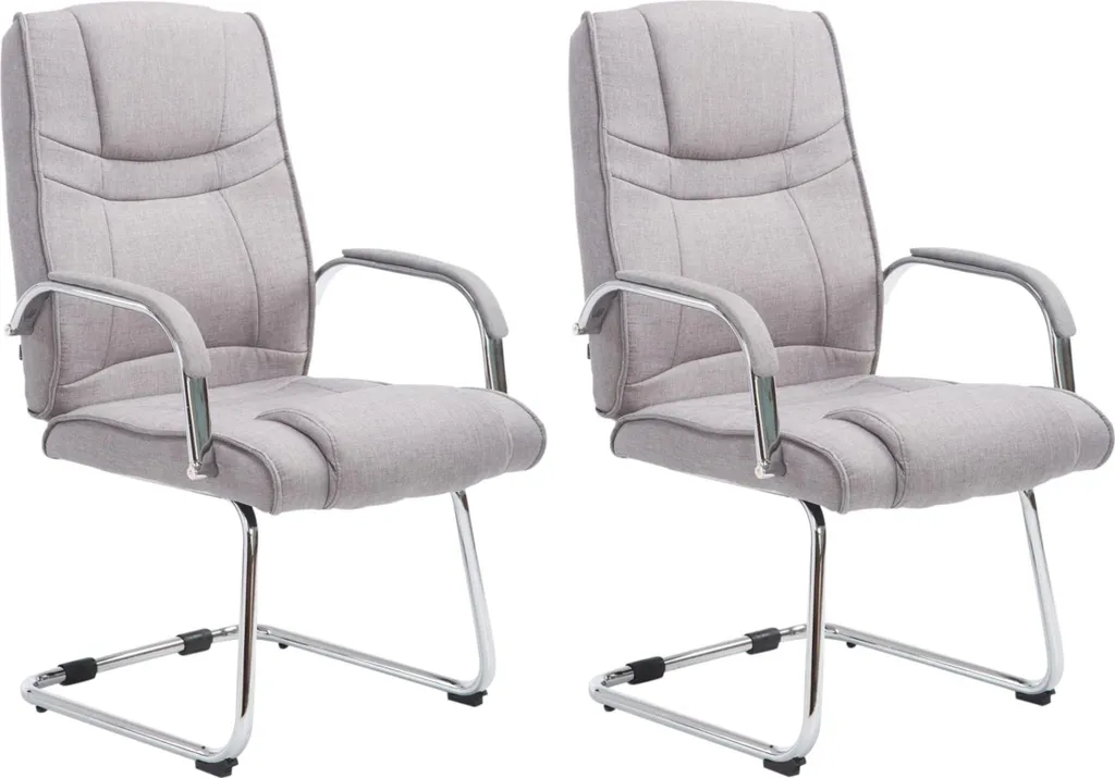 Chaise Cantilever Attila Taupe avec Assise Rembourrée Tissu - Set de 2