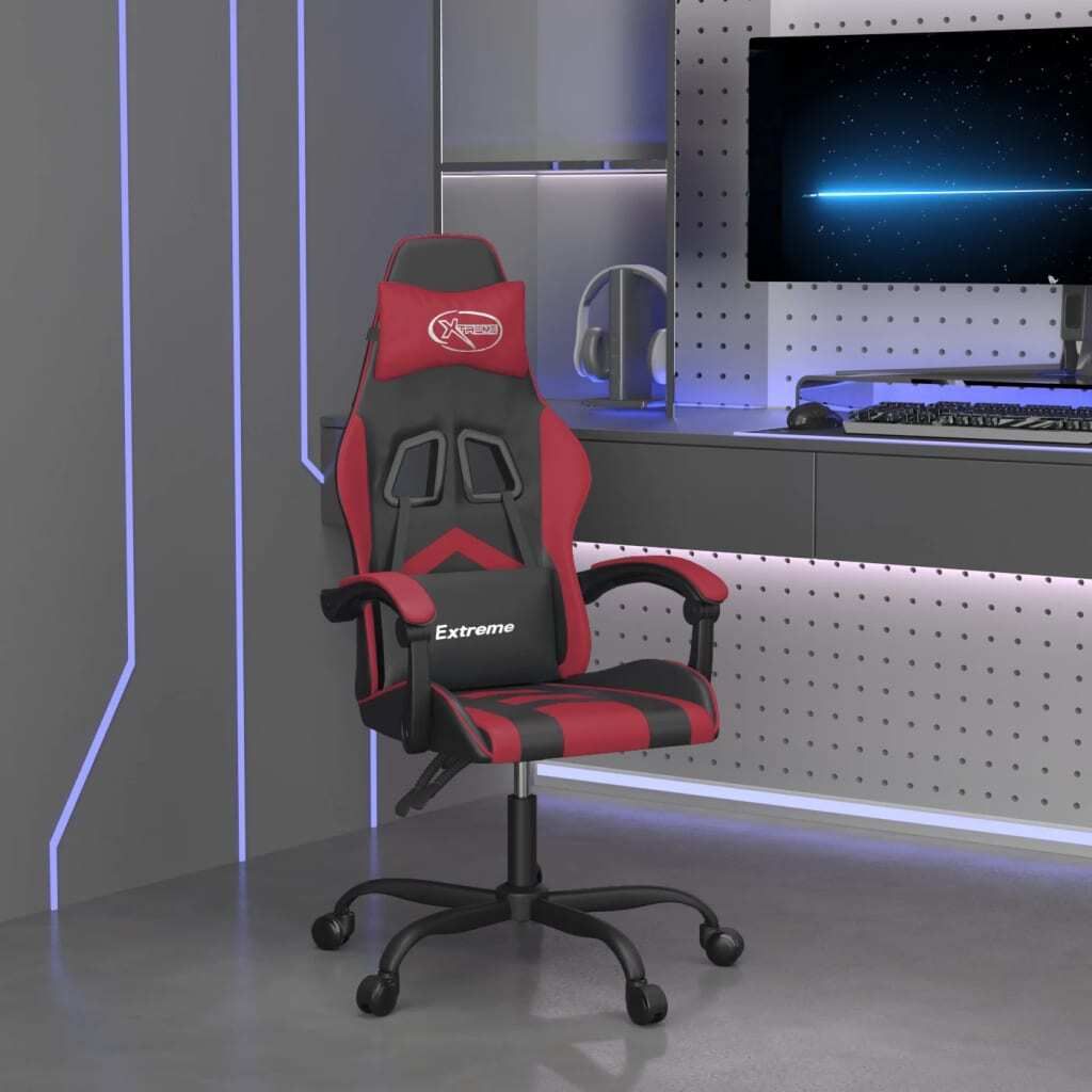 The Living Store Gaming-Stuhl Schwarz und Weinrot Kunstleder