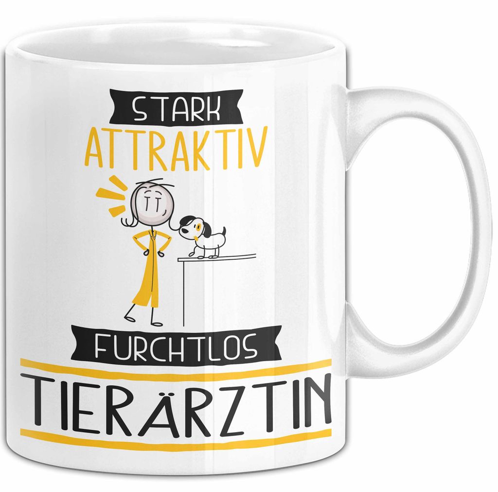 Tierärztin Tasse Geschenk Becher Stark Attraktiv Furchtlos Tierärztin Lustige Geschenkidee (Weiß)