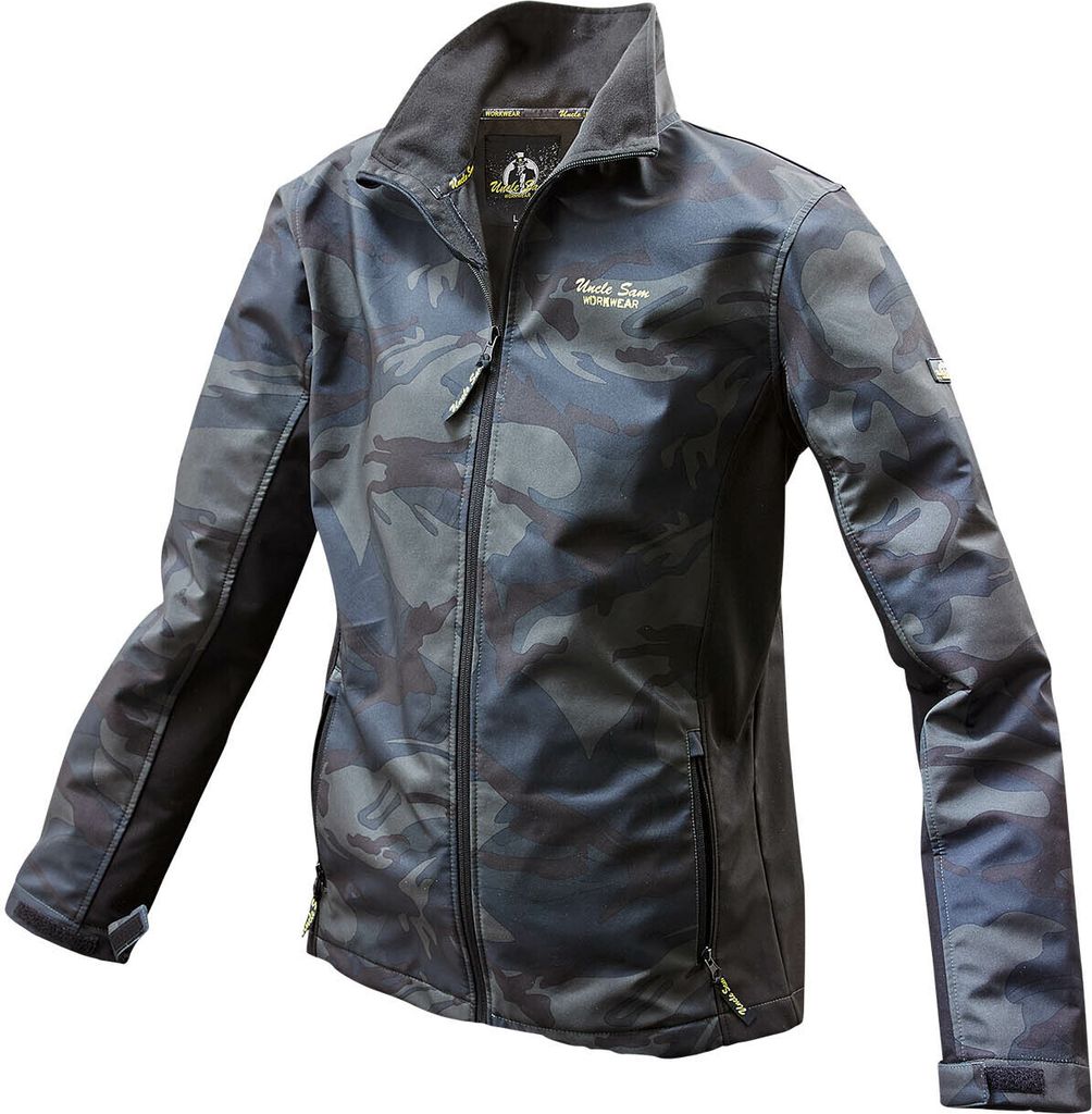 Uncle Sam softshell jas, camouflage/zwart, maat XL Productafbeelding 