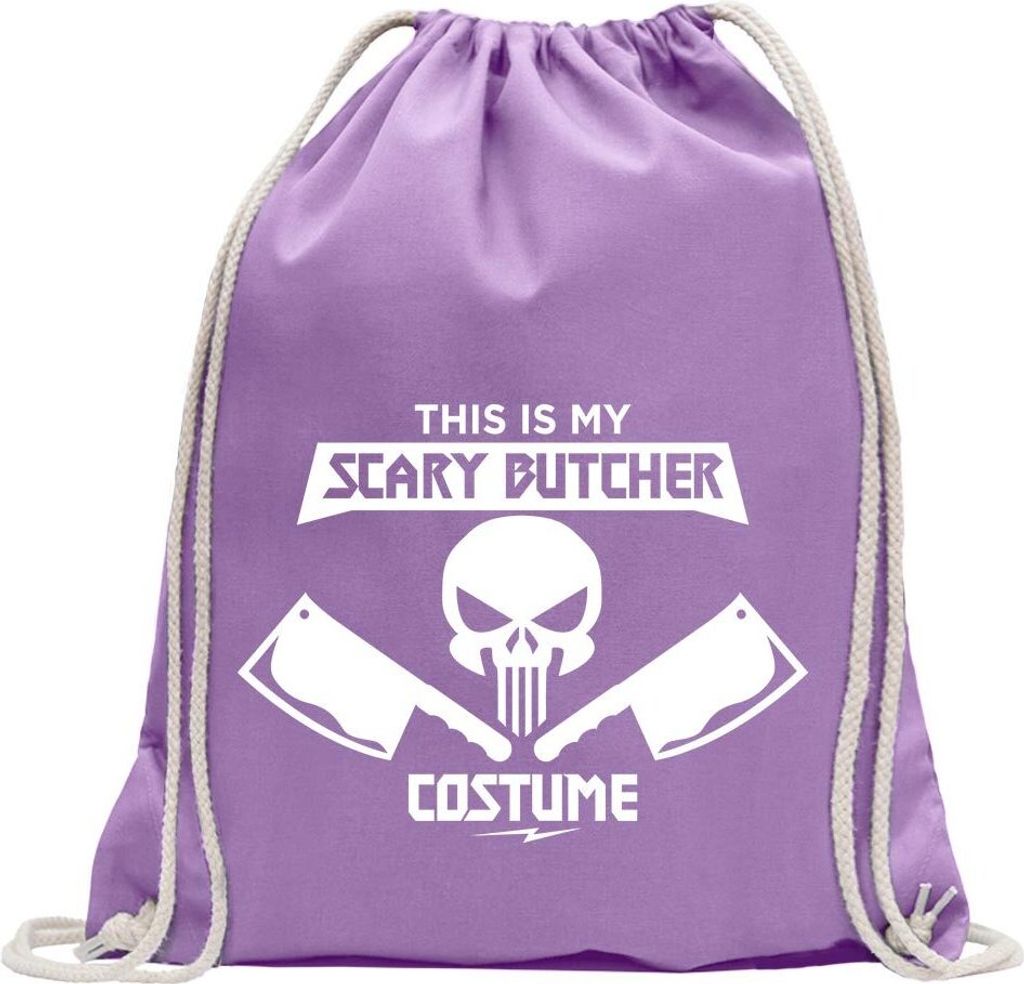 Kiwistar - Turnbeutel - lavendel - My Scary Butcher Costume - Fun Rucksack Sport Beutel Gymsack Baumwolle mit Ziehgurt