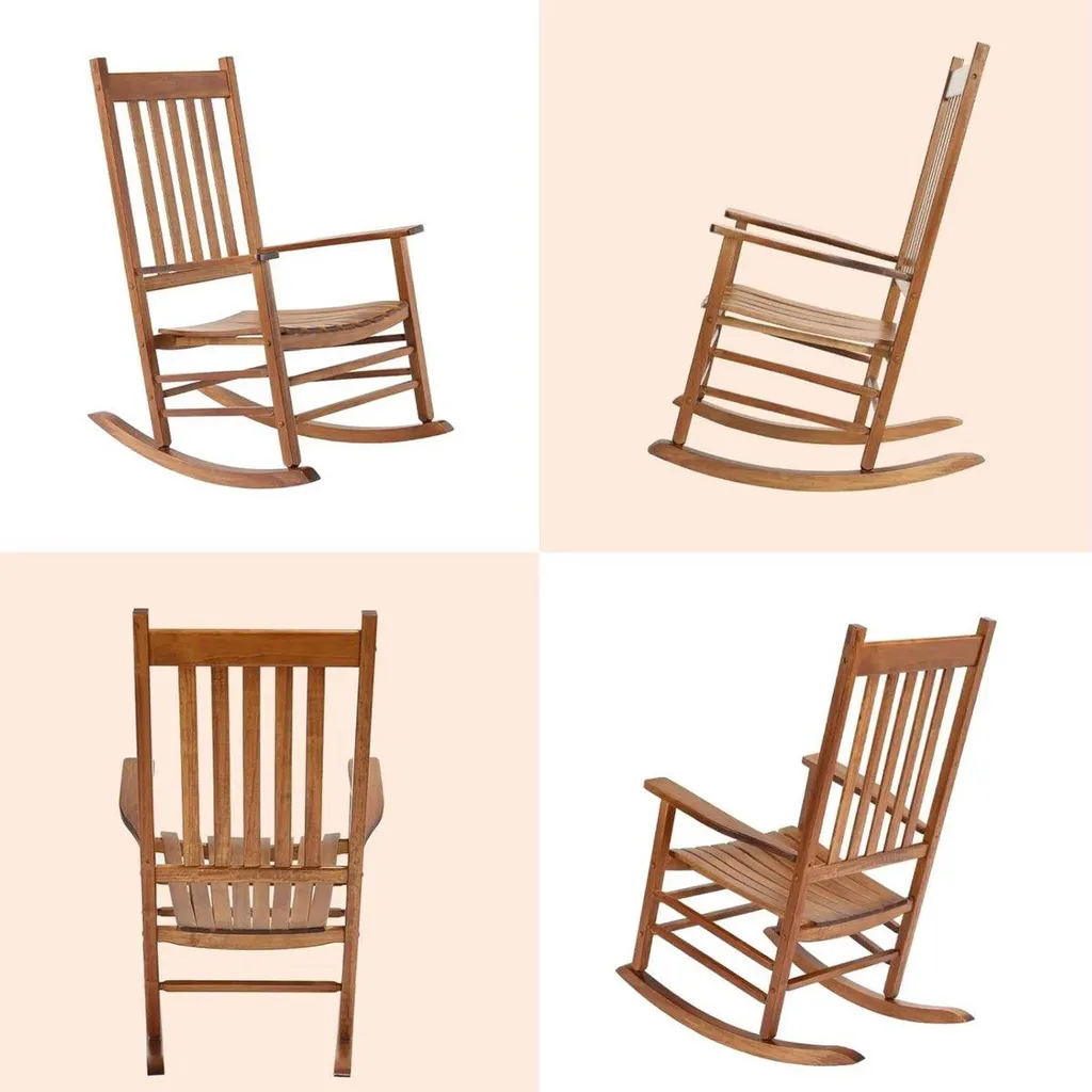 Fauteuil à bascule ergonomique aspect bois résistant tout temps 110cm