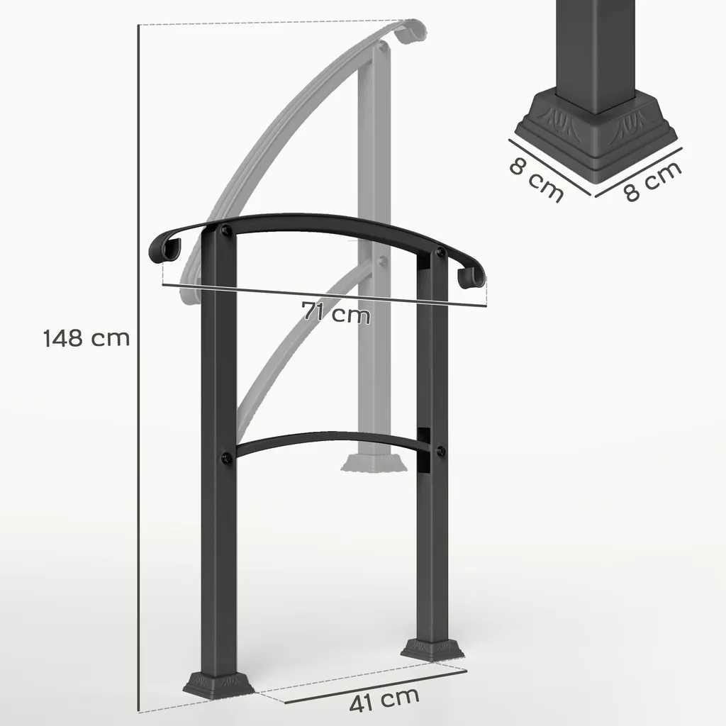 Appui escalier sécurisé pour marches extérieures noir mat kit complet - 5
