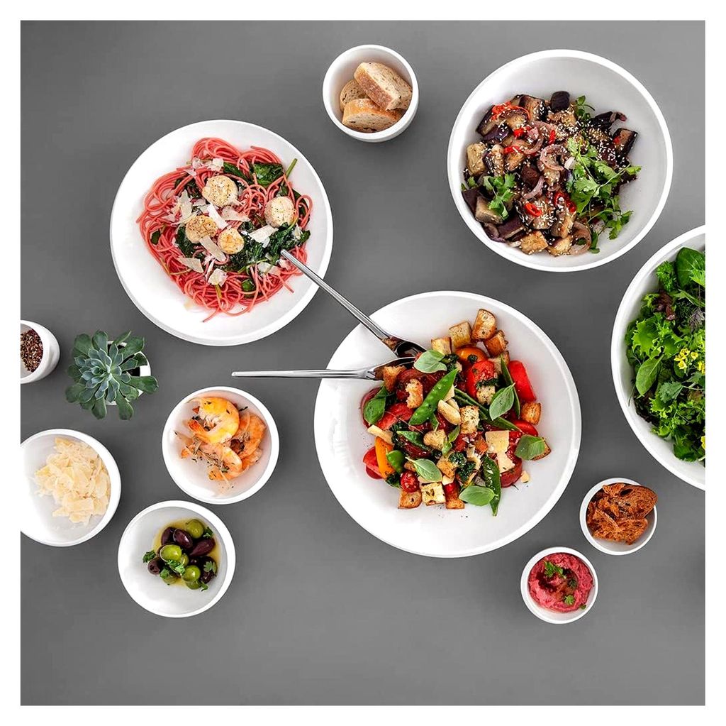 NewMoon Salatschüssel 23,5 cm Weiß, Spülmaschinenfest, Mikrowellensicher, Keramik, Servierschüssel, Geschirr, Premium Porzellan