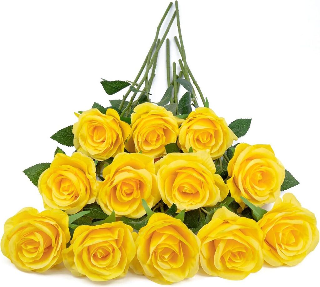 12 Stück Künstliche Rosen, Kunstblumenstrauss mit Hoher Simulation, Kunstrosen Geeignet für Dekoration von Familien, Hochzeiten, Geburtstagen, P...