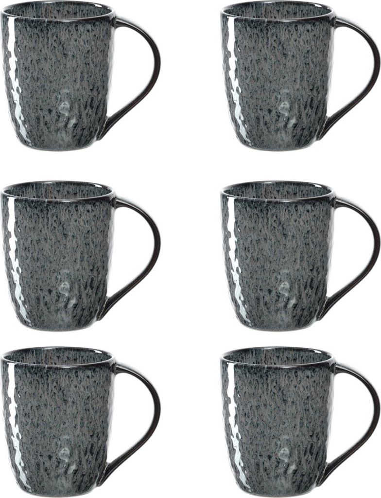 Leonardo Matera Keramik-Tassen 6er Set, spülmaschinengeeignete Kaffee-Tassen, 6 mikrowellenfeste Tee-Tassen, Becher mit Glasur, grau, 430 ml, 018563