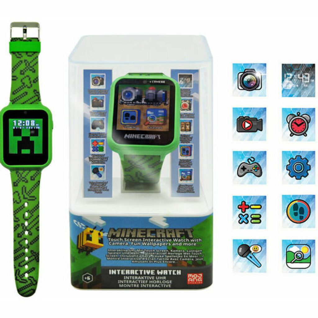Minecraft Green interaktive Uhr Produktbild 