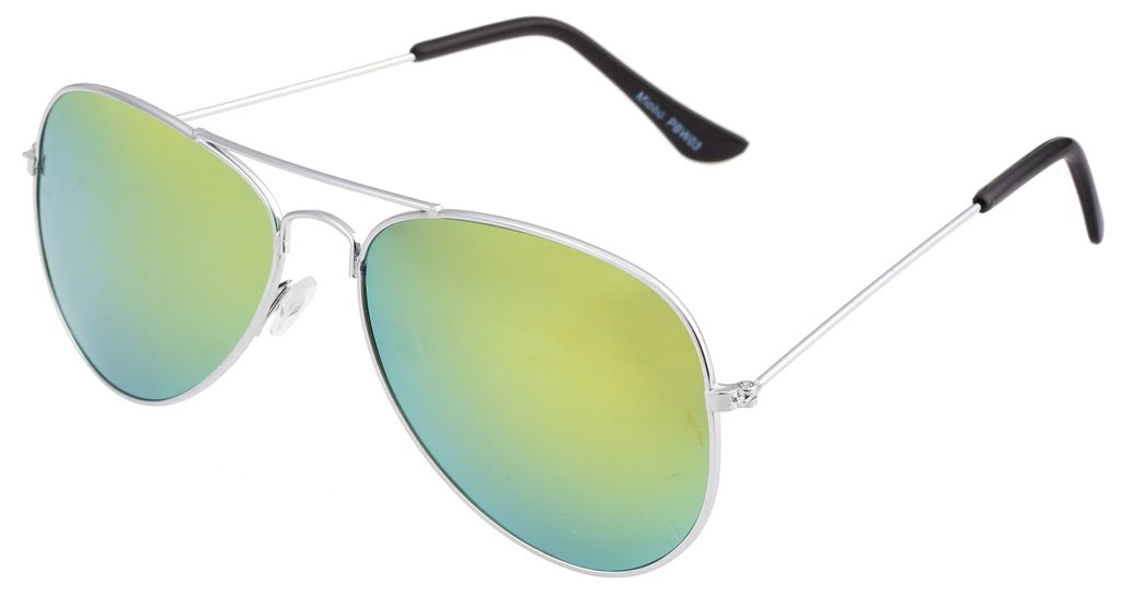 Piloten Brille verspiegelt Gruen - Silber Produktbild 