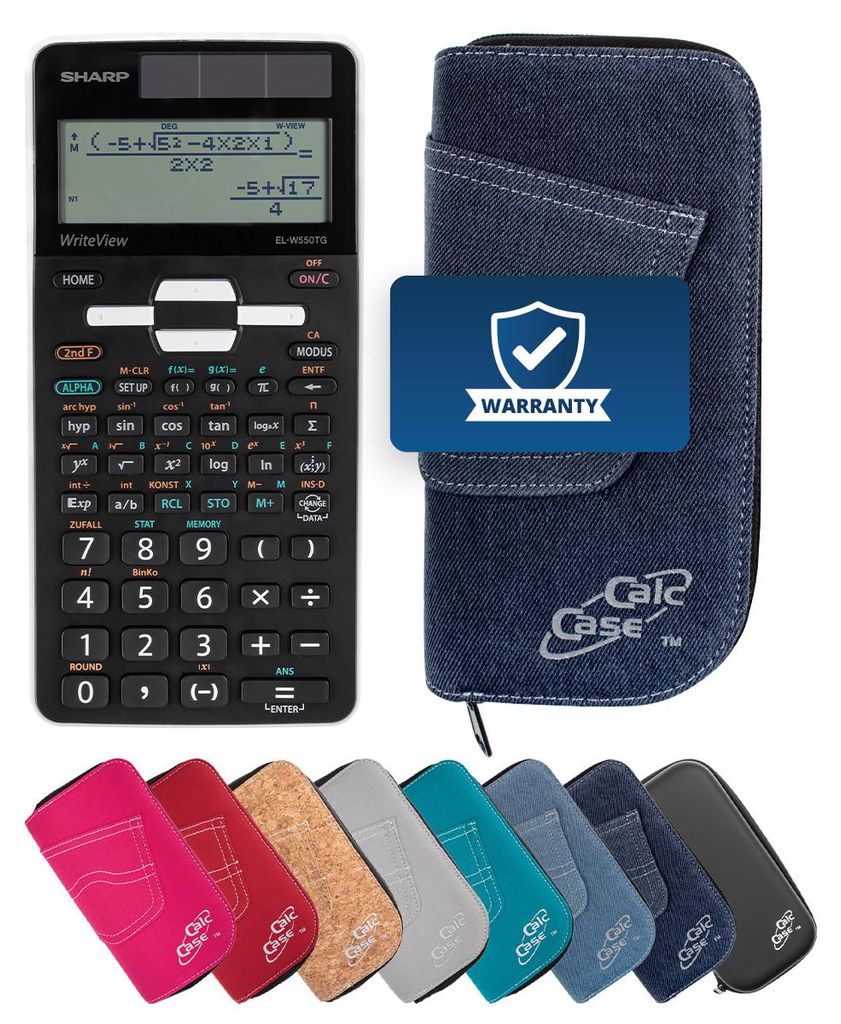 Sharp EL-W550TG Taschenrechner mit Schutztasche im Jeans-Design dunkelblau