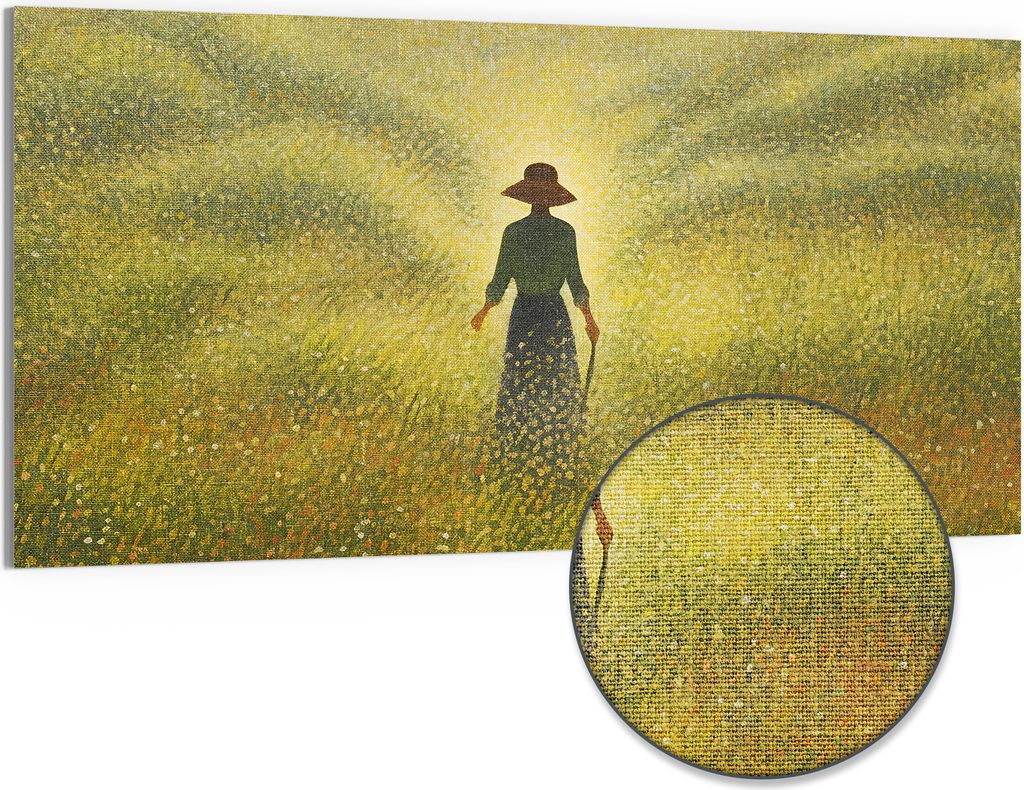 DEQORI Hybrid Leinwand Bild 100x50 cm 'Wandernde Stille' Wandbild Glas flach modern
