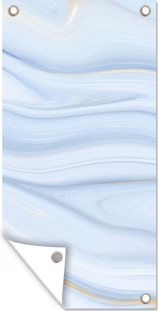 MuchoWow 40x80 cm Outdoor-Poster Gartendeko Sichtschutz Garten Poster für den Garten Marmor - Welle - Blau - Muster - Marmoroptik - Pastell