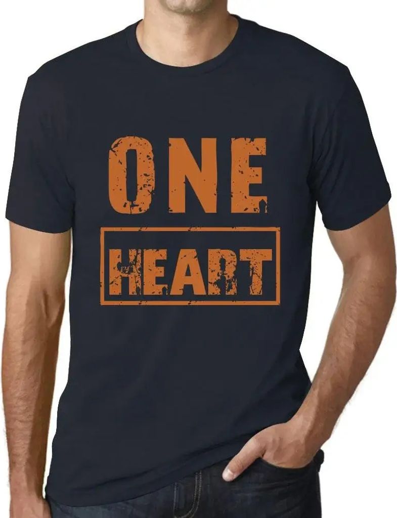 Herren Grafik T-Shirt Ein Herz – One Heart – Öko-Verantwortlich Vintage Jahrgang Kurzarm Lustige Druck Geburtstag Geschenk Mann