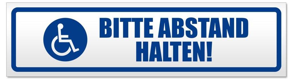 Bitte Abstand halten! Motiv 2 - Hinweis Aufkleber Sticker für Auto, Kfz, Fahrrad, PKW, LKWVerkehrsblau - 45 x 12 cmBitte Abstand halten! Motiv 2 -...