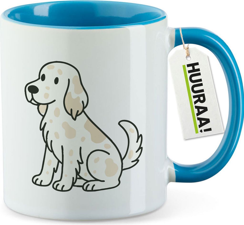 Huuraa Kaffeetasse English Setter Comic Setti 330ml Blau Keramik Kaffeebecher Geschenkidee