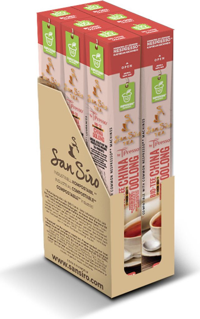 San Siro BIO China Oolong Tee von Tpresso | 100% Industriell kompostierbar | Umweltfreundlich | 60 Kapseln für Nespresso Kapselmaschinen