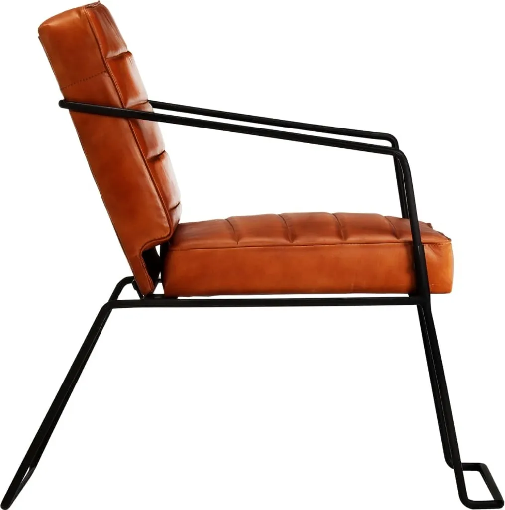 Fauteuil de salon marron clair cuir véritable - Mobilier design chic