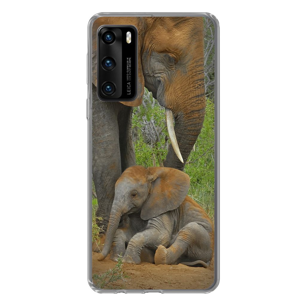 MuchoWow Handyhülle Schutzhülle Hülle für Huawei P40 Elefant - Tiere - Sand - Natur Silikon Softcase Handy Hülle - Handytasche