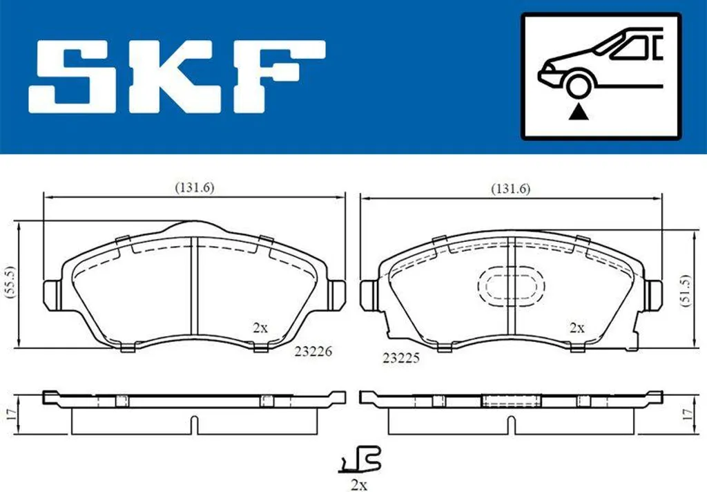 SKF VKBP80062A Jeu de Plaquettes de Frein à Disque pour Corsa C et Combo