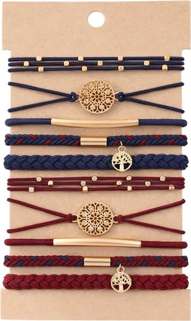 Set 2 Elastici Capelli INF Elegante - Bracciale Fashion Blu e Rosso