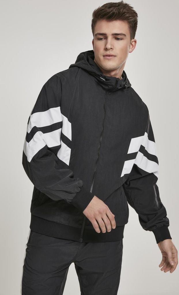 Urban Classics TB2746 | Crinkle Panel Track Jacket Trainingsjacke Herren - Farbe: blk/wht - Größe: L