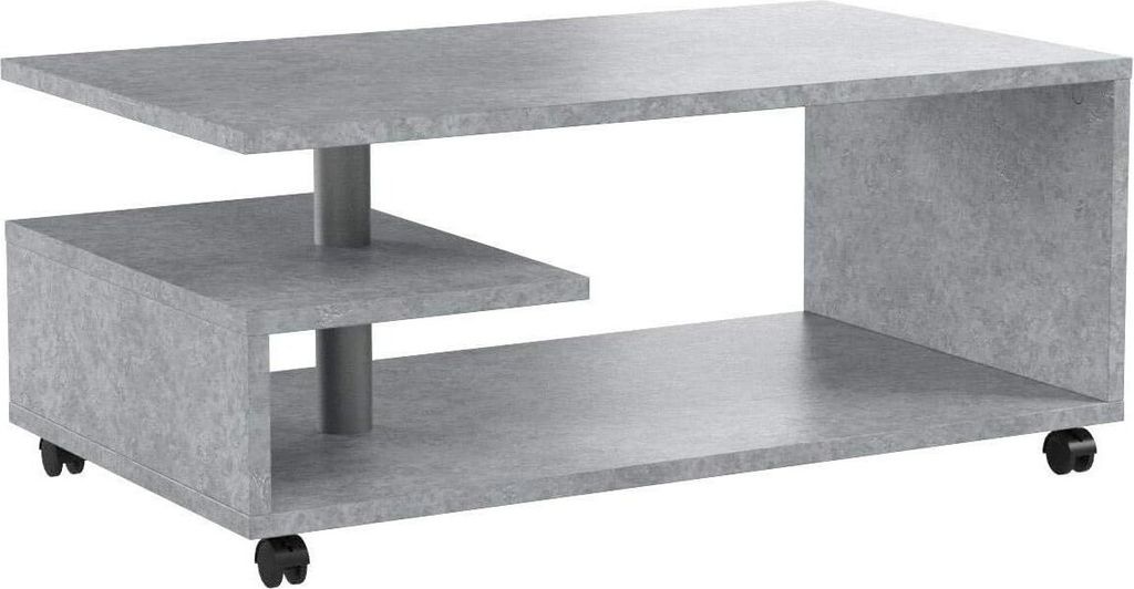 Furniture24 Kaffetisch Bailey Bl1T01-U39 Couchtisch Kaffetisch Auf Rollen Beton Hellgrau