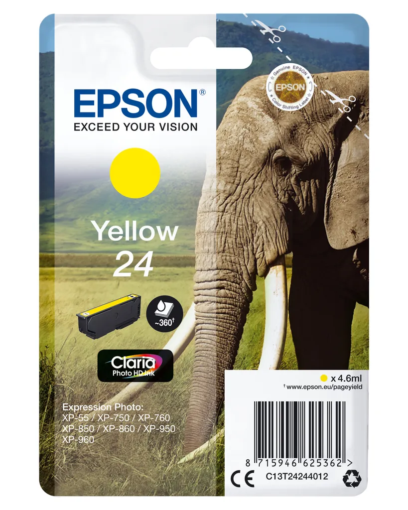 Cartuccia Epson 24 Giallo T2424 Originale | Epson C13T24244012