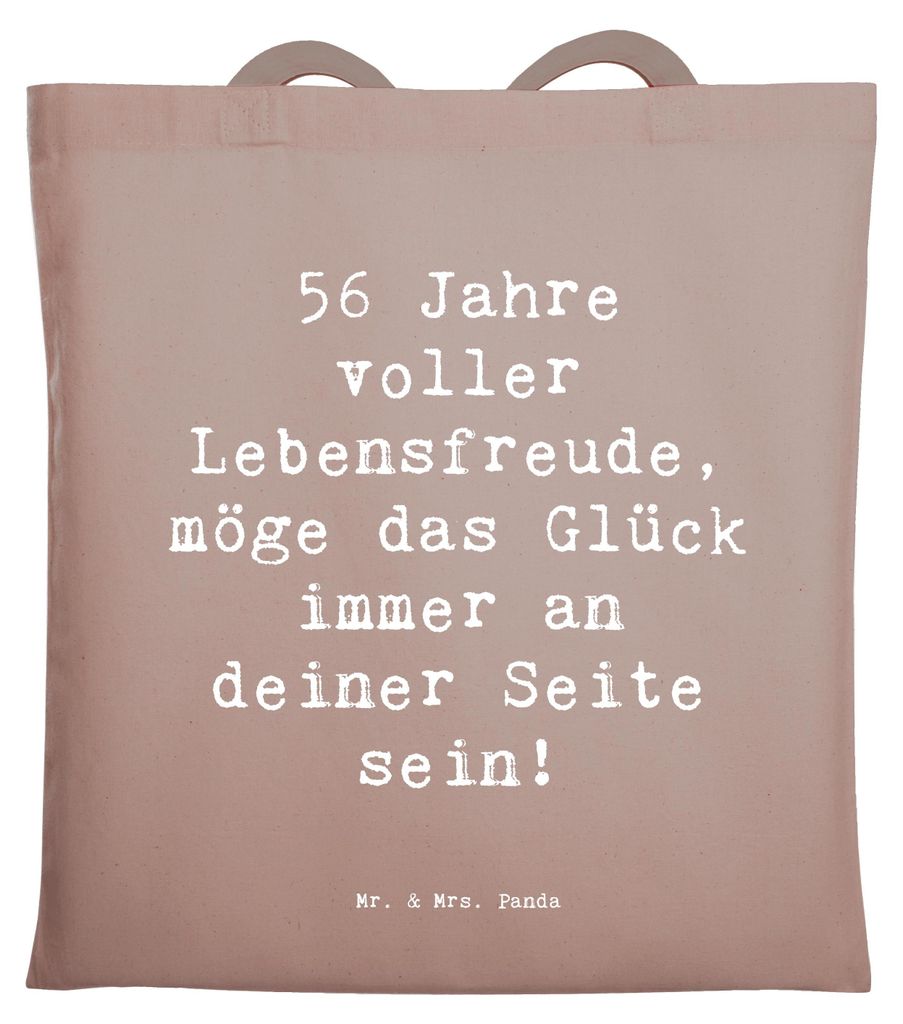 Mr. & Mrs. Panda Einkaufstasche Spruch 56. Geburtstag - Braun Pastell - Geschenk, besonderer Anlass, Shopping Tasche, Tote Bag, Meilenstein, Geburt...