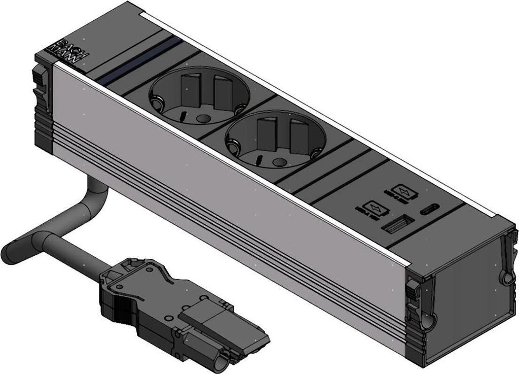 BACHMANN CONI 2x Schutzkontakt 1xUSB A/C 22W, schwarz Produktbild 