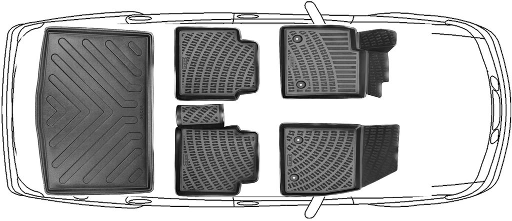 ELMASLINE 3D Gummimatten + Kofferraumwanne Set für Peugeot 208 II