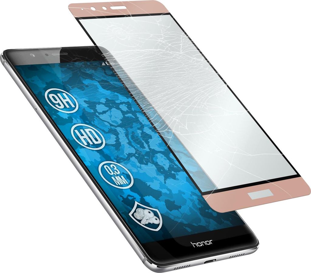 1er-Pack PhoneNatic Glas-Folie klar full-screen Roségold kompatibel mit Huawei Honor V8 - Panzerglas für Honor V8