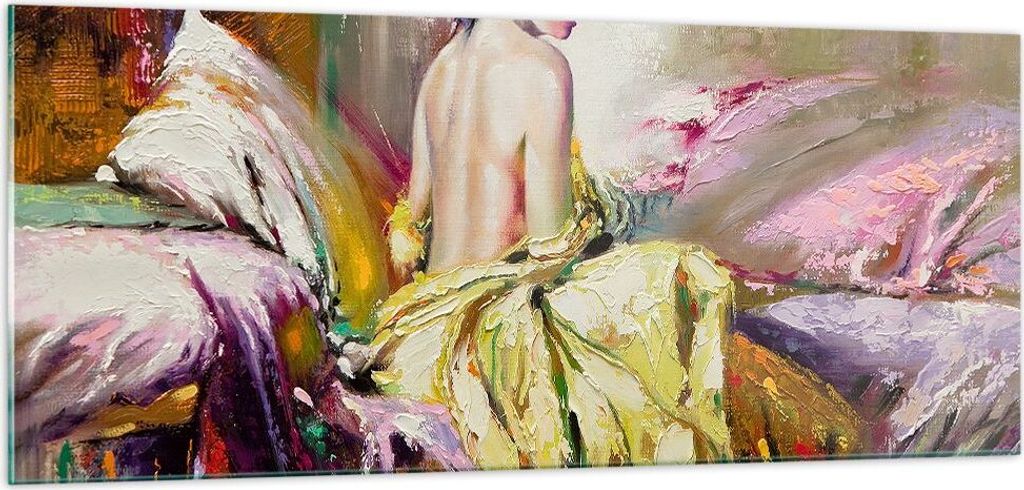 Bilder auf glas - Frau Modell - 100x40cm - Glasbilder - Wandbilder - Bilder - Kunstdruck - zum Aufhängen bereit - Wanddekoration aus Glas - Glas B...