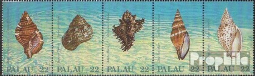 Briefmarken Palau-Inseln 1987 Mi 192-196 Fünferstreifen (kompl.Ausg.) postfrisch Meeresschnecken