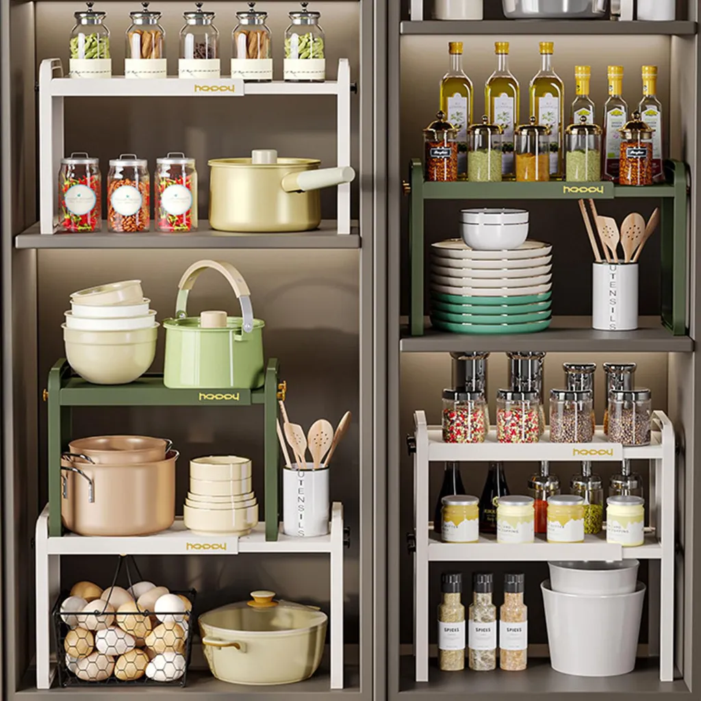 Solution rangement cuisine : étagère double étage pour placards encombrés - 2