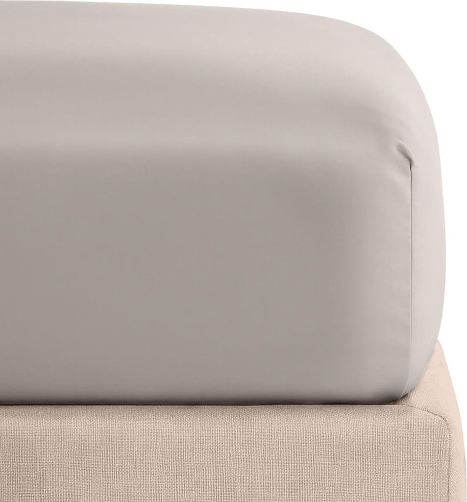 Prześcieradło 160x200 cm z bawełny satynowej, taupe, z Zdjęcie produktu 