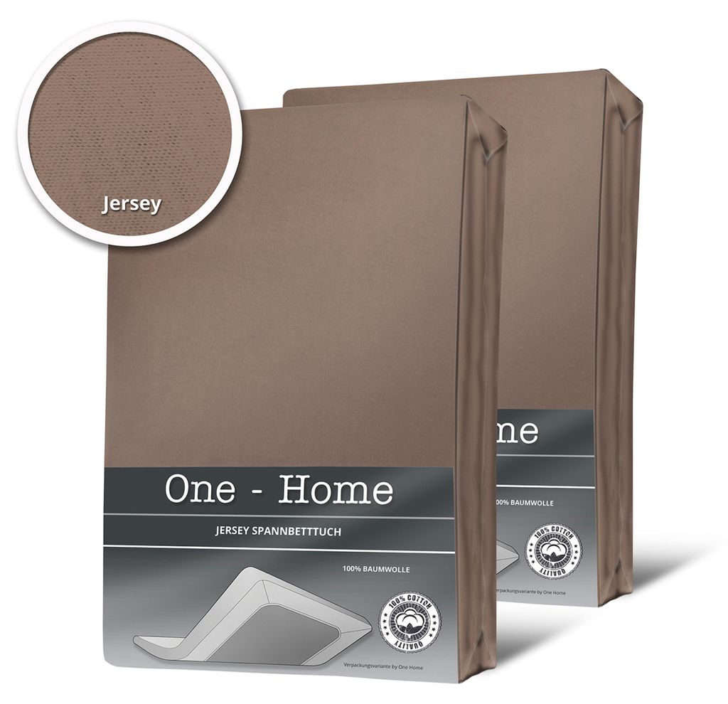 2 Spannbettlaken Bettlaken taupe braun nougat 180x200 cm - Produktbild 
