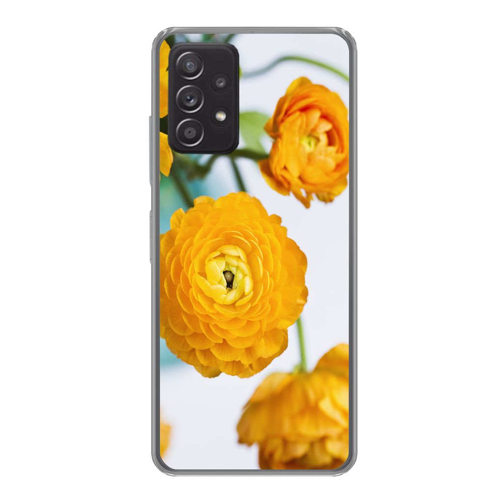 MuchoWow Handyhülle Schutzhülle Hülle für Samsung Galaxy A33 5G Blumen - Draußen - Orange Silikon Softcase Handy Hülle - Kartenhalter