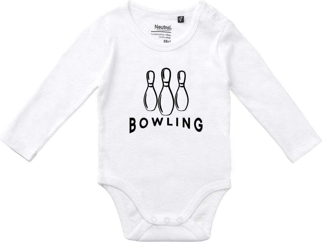 Huuraa Baby Body Bowling Pinns 62 White Baumwolle Fairtrade Langarmbody Geschenkidee