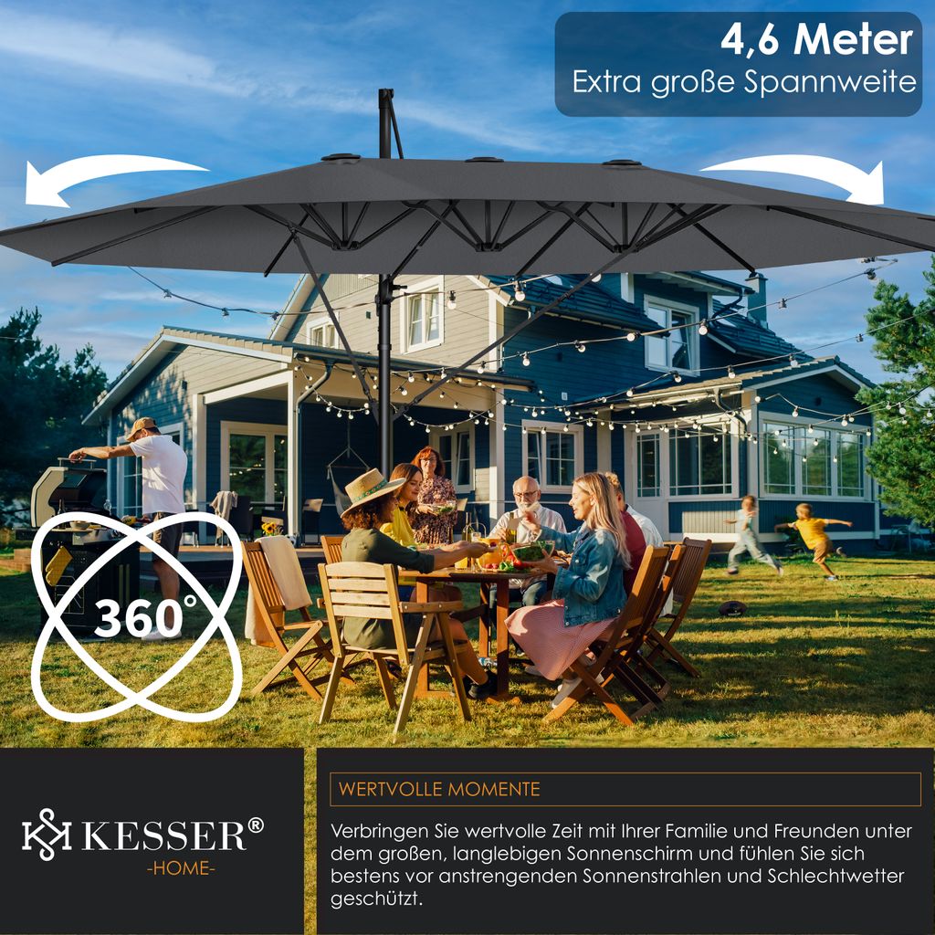 KESSER® Sonnenschirm Doppelsonnenschirm 4,6m x 2,7m | Produktbild 7