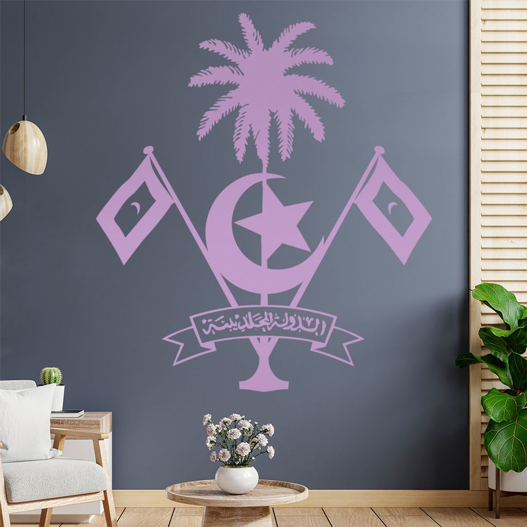Malediven Wappen Wandtattoo Wandaufkleber Wall Sticker - Dekoration, Küche, Wohnzimmer, Schlafzimmer, Badezimmer