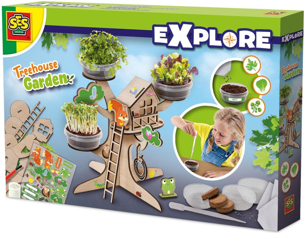 Ses Baumhaus Garten Anzuchtset - Holz Kräuter Pflanzen Spielzeug