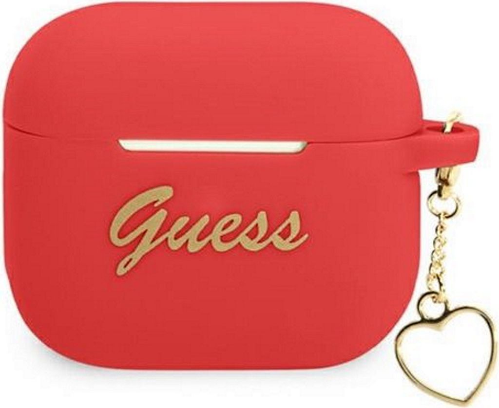 Guess Gua3Lschsr Airpods 3 Hülle Rot/Rot Silikon Charm Heart Collection
